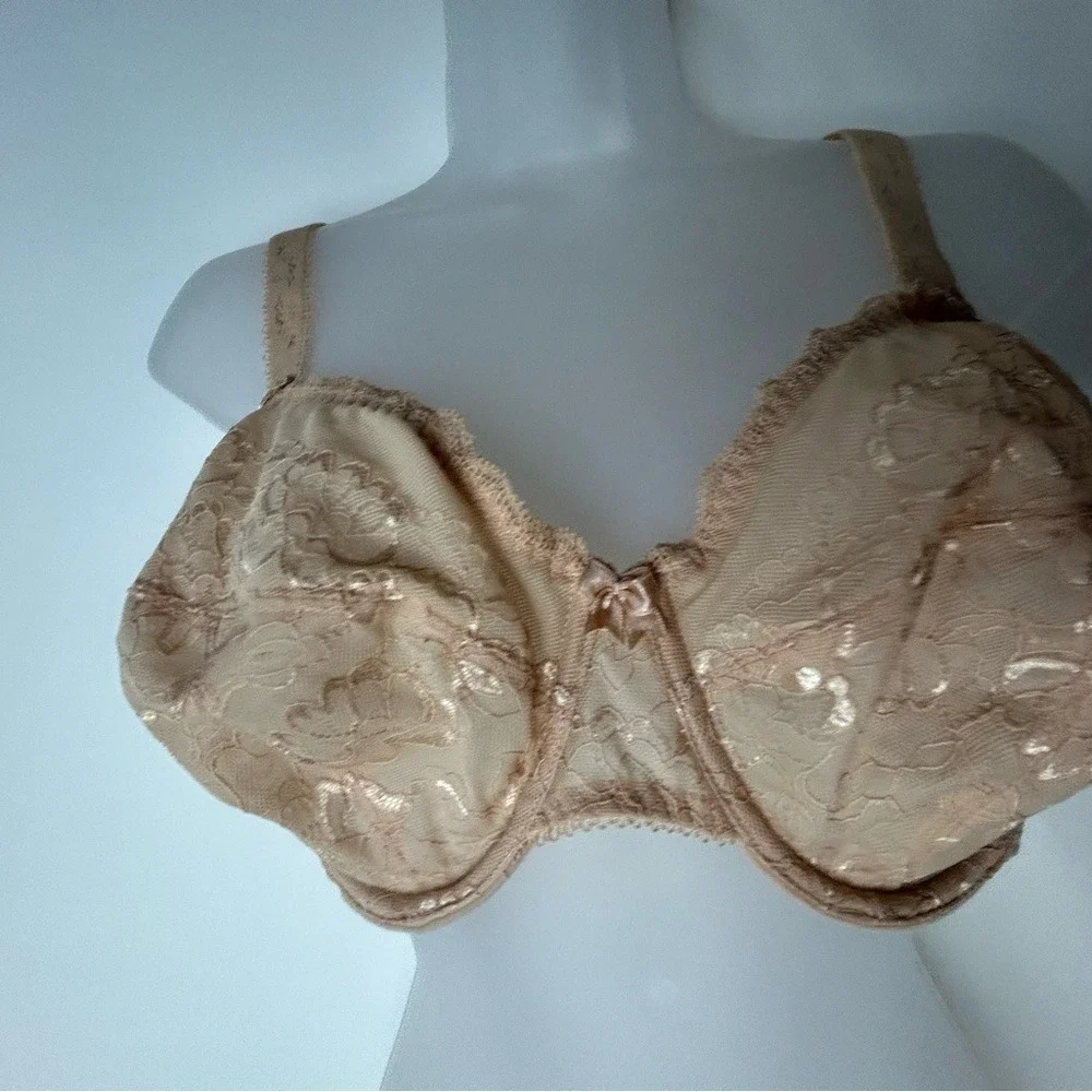 Goddess‎ Beige Tan Wire Lace Unlined Bra 40DD